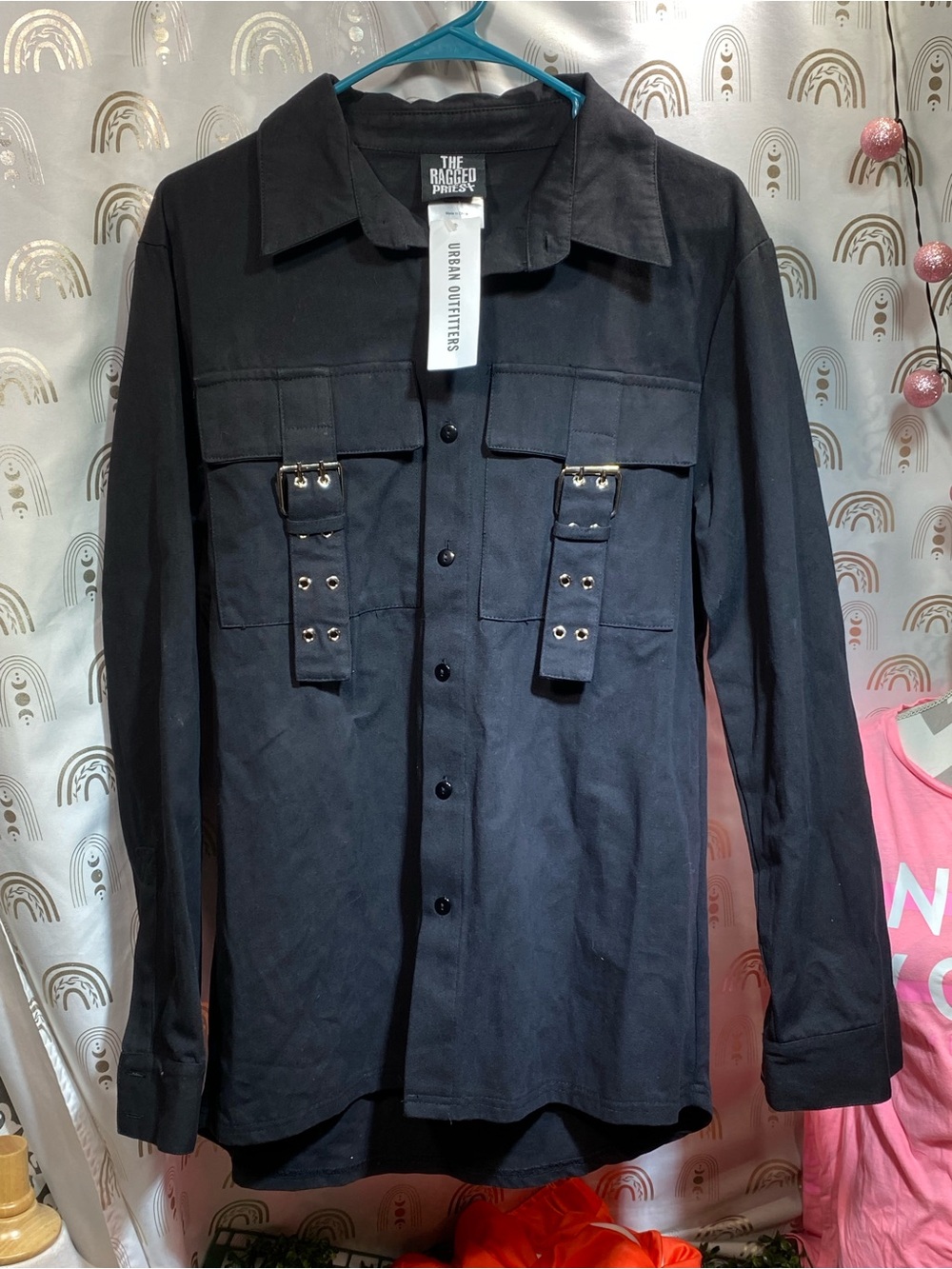 Urban Outfitters Black Buckle-Detail Shirt Jacket